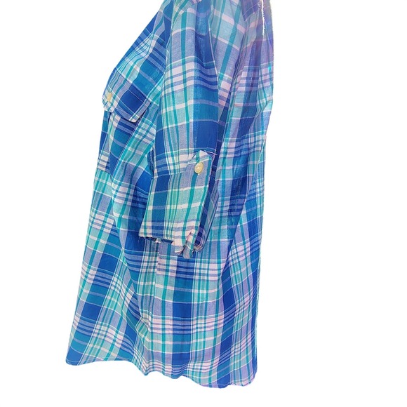 NWT Lauren Ralph Lauren Blue Green Multi Plaid Button Down Long Sleeve Shirt - Picture 5 of 13